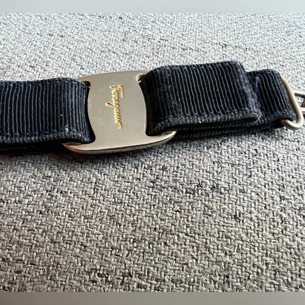 Salvatore Ferragamo Vara Bow Fabric Keychain with Silver Detail